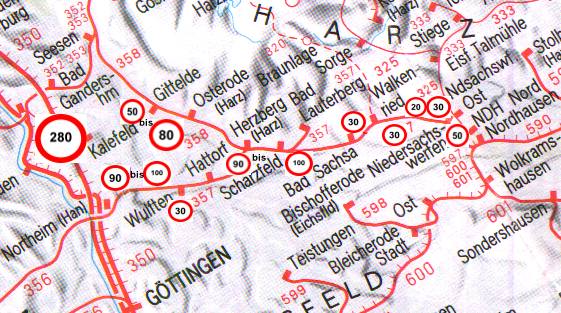 Höchstgeschwindigkeiten auf der Südharzstrecke